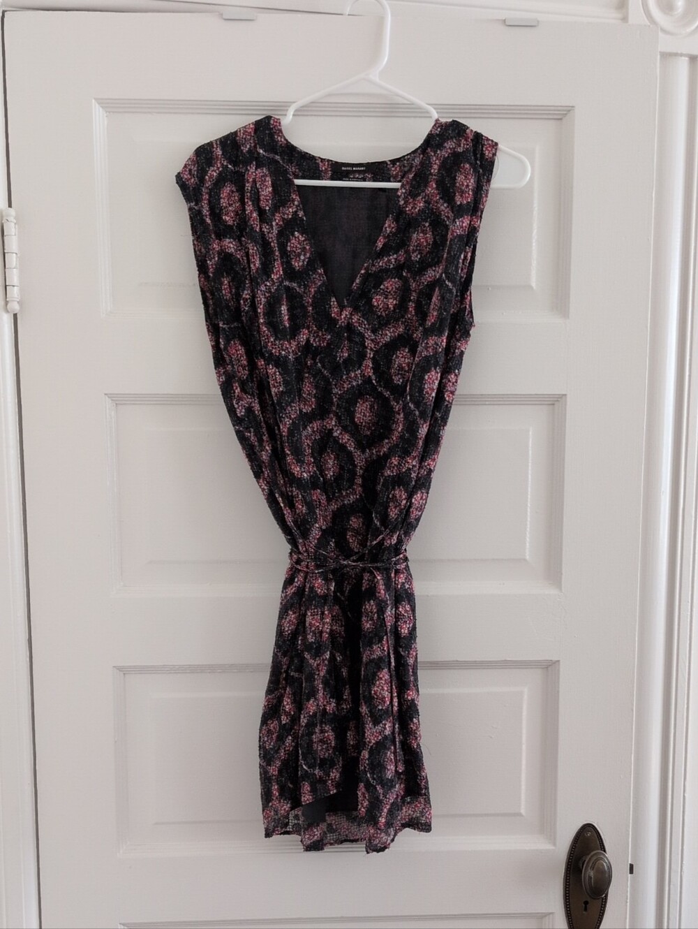 Isabel Marant Black and Pink Printed Mini Dress